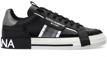 Dolce & Gabbana Zwarte Sneakers met Witte Rubberen Zool Dolce & Gabbana , Black , Heren - 40 Eu,39 1/2 EU