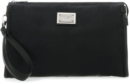 Dolce & Gabbana Zwarte stoffen clutch, Stijlvol model Dolce & Gabbana , Black , Heren - ONE Size