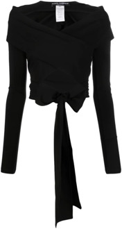 Dolce & Gabbana Zwarte Stretch Jersey Top met Lange Mouwen Dolce & Gabbana , Black , Dames - M,S,Xs