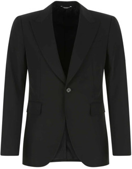 Dolce & Gabbana Zwarte stretch polyester blazer Dolce & Gabbana , Black , Heren - Xl,L