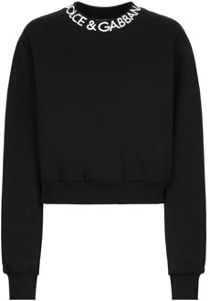 Dolce & Gabbana Zwarte Sweatshirt met Lange Mouwen en Logo Dolce & Gabbana , Black , Dames - M,S,Xs,2Xs