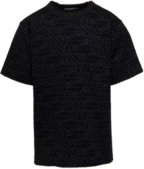 Dolce & Gabbana Zwarte T-shirts en Polos met Girocollo Flock MC Dolce & Gabbana , Black , Heren - S