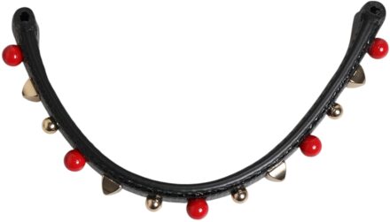 Dolce & Gabbana Zwarte Versierde Leren Tas Hengsel Dames Schouderband - maat