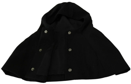 Dolce & Gabbana Zwarte Wol Hooded Sjaal Wrap Dolce & Gabbana , Black , Dames - 57 CM
