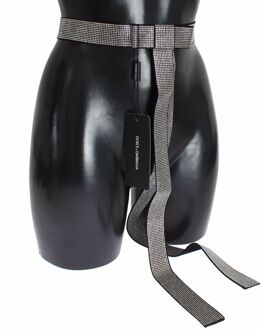 Dolce & Gabbana Zwarte Zijde Kristallen Strik Tailleband Mannen Elegantie