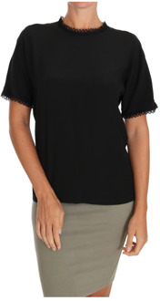 Dolce & Gabbana Zwarte Zijden Kant Boven Blouse T-Shirt Dolce & Gabbana , Black , Dames - 2XS