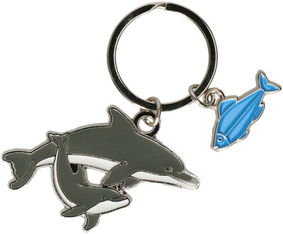 Dolfijnen sleutelhangers - 5 cm - Dieren cadeau artikelen - zeedieren - metaal