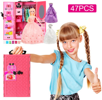 Doll House Set 50 PCS Accessories Shoes Clothes For Children DIY Dress Up Toys Girls Play House Dolls Sets Best Birthday Gifts