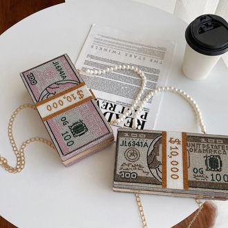 Dollars Crystal Clutch Purses Party Cocktail Rhinestone Handbags Wedding Dinner Bag