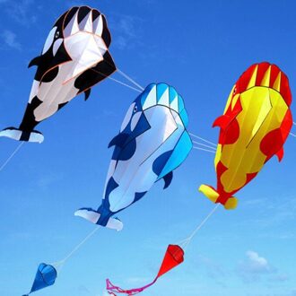 Dolphin Zachte Kite Nylon Kite Lijn Geanimeerde Vliegers Vissen Opblaasbare Kite Outdoor Speelgoed Fly Parafoil Octopus zwart