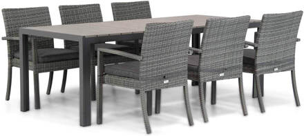 Domani Albergo/Young 217 cm dining tuinset 7-delig Grijs-antraciet