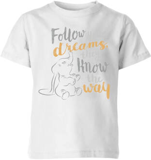 Dombo Follow Your Dreams Kinder T-shirt - Wit - 146/152 (11-12 jaar) - XL