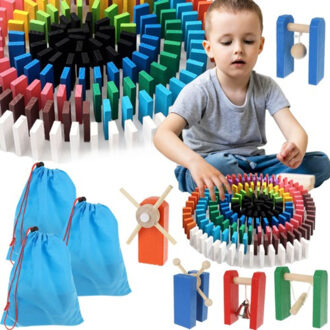 Domino spel - 1080x stenen - hout - multicolor - domino stenen