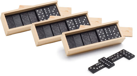 Domino spel 84x stuks steentjes in houten kistje - Gezelschapsspel - Familiespel