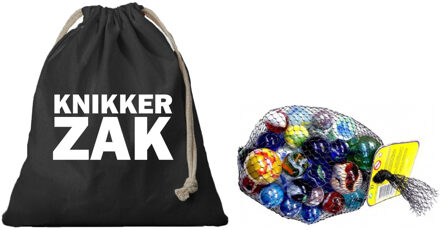 Don Juan Gevulde grote knikkerszak zwart met 2 kilo assorti knikkers