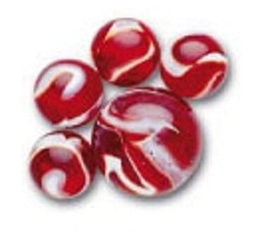 Don Juan Haan kleintje knikkers 21x stuks - buitenspeelgoed - knikkeren - rood mix - glas