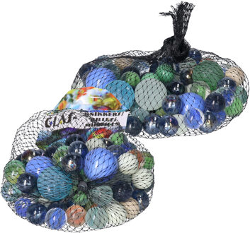 Don Juan Knikkers - 158x stuks - gekleurd - in een netje Multi