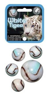 Don Juan Knikkers - 21x st - Witte Tijger kleintje met bonk - glas - speelgoed