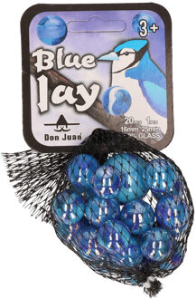 Don Juan Speelgoed knikkers Blue Jay - 21 stuks - kinderen - glas - 2 formaten
