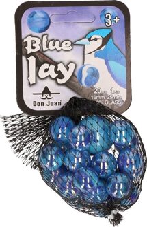 Don Juan Speelgoed knikkers Blue Jay - 21 stuks - knikkerset voor kinderen - glas - 2 formaten