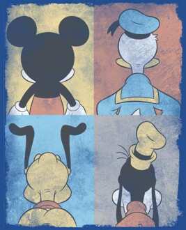 Donald Duck Mickey Mouse Pluto Goofy Tiles Men's T-Shirt - Blue - L - Blue