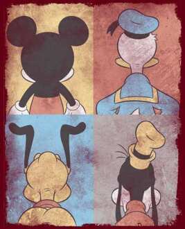 Donald Duck Mickey Mouse Pluto Goofy Tiles Men's T-Shirt - Burgundy - XL - Burgundy