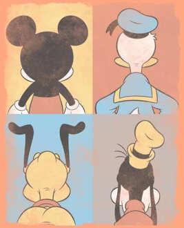 Donald Duck Mickey Mouse Pluto Goofy Tiles Men's T-Shirt - Coral - XXL - Koraalrood