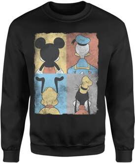 Donald Duck Mickey Mouse Pluto Goofy Tiles Sweatshirt - Black - L - Zwart