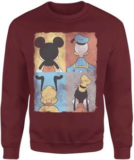 Donald Duck Mickey Mouse Pluto Goofy Tiles Sweatshirt - Burgundy - L - Burgundy