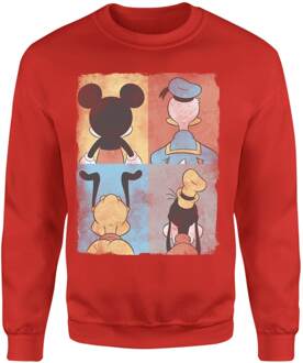 Donald Duck Mickey Mouse Pluto Goofy Tiles Sweatshirt - Red - L - Rood