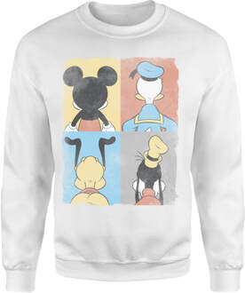 Donald Duck Mickey Mouse Pluto Goofy Tiles Sweatshirt - White - L - Wit