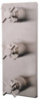 Donar Cross Afbouwdeel Therm. 3 Weg Geborsteld Staal Aqua Splash