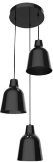 Dong Compo Hanglamp, 3x E27, Metaal, Zwart Glanzend, D.35cm