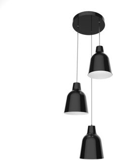 Dong Compo Hanglamp, 3x E27, Metaal, Zwart Glanzend/wit, D.35cm