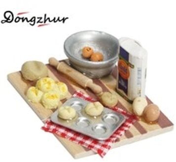Dongzhur Miniatuur Poppenhuis 1:12 Poppenhuis Keuken Mini Rijke Gezicht Punt Maken Tafel Snijplank Meel Dollhouse Fast Food