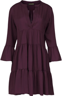 Donker bordeaux jurk met geplooide naden - XL
