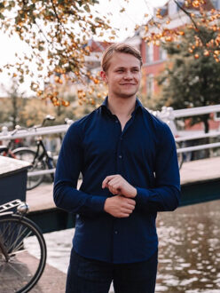 Donker knitted shirt - maat 40 (M) Blauw