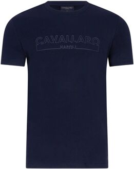 Donkerblauw T-shirt Slim Fit Cavallaro , Blue , Heren - 2Xl,Xl,L,S,3Xl