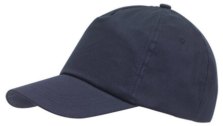 Donkerblauwe baseballcap 5-panel voor volwassenen met klittenbandsluiting