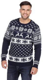 Donkerblauwe Kerst Sweater Met Rendieren Voor Heren 54 (Xl) - Kerst Truien