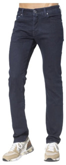 Donkerblauwe ruwe denim jeans met koningsblauwe patch Jacob Cohën , Blue , Heren - W30