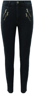 Donkerblauwe Spijkerbroek met Ritsdetails 2-Biz , Blue , Dames - M,S,Xs