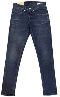 Donkerblauwe Stretch Denim Jeans Dondup , Blue , Heren - W29,W31