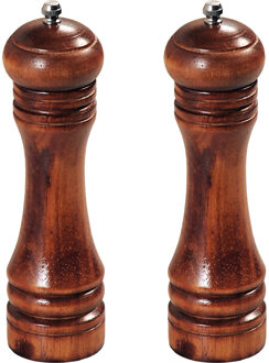 Donkerbruin beukenhouten peper- en zoutstel 22 cm