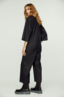 Donkergrijze denim jumpsuit Donkergrijs - S