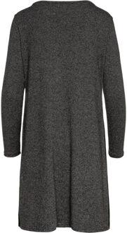 Donkergrijze gebreide jurk met leren detail Donkergrijs