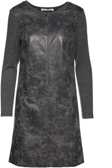 Donkergrijze jurk met kunstlederen voorkant - maat Donkergrijs