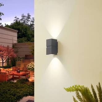 Donkergrijze LED buitenwandlamp Gabriela, 2-lamps. donkergrijs, helder