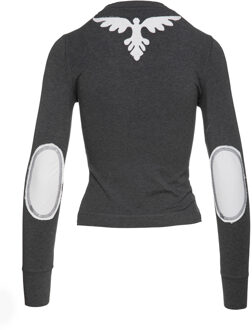 Donkergrijze top met popeline detail Donkergrijs - S