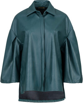 Donkergroen jasje van imitatieleer - XL